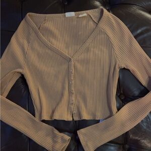 Levi's Beige Ribbed V-Neck Top